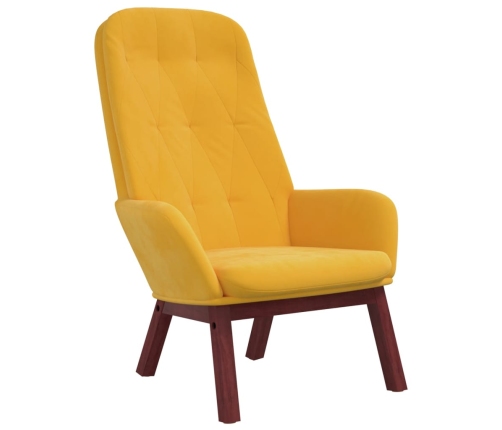 Sillón de relax con taburete terciopelo amarillo mostaza