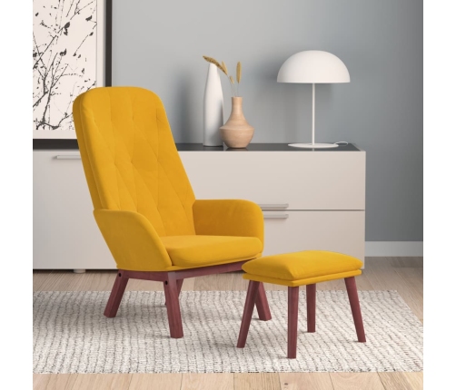 Sillón de relax con taburete terciopelo amarillo mostaza