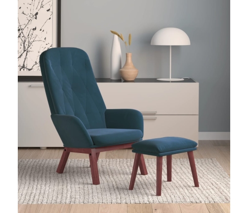 Sillón de relax con taburete terciopelo azul