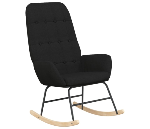 Sillón mecedora con taburete tela negro