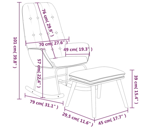 Sillón mecedora con taburete tela negro