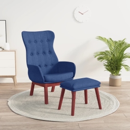 Sillón de relax con taburete tela azul