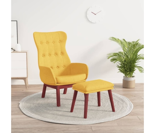 Sillón de relax con taburete tela amarillo mostaza