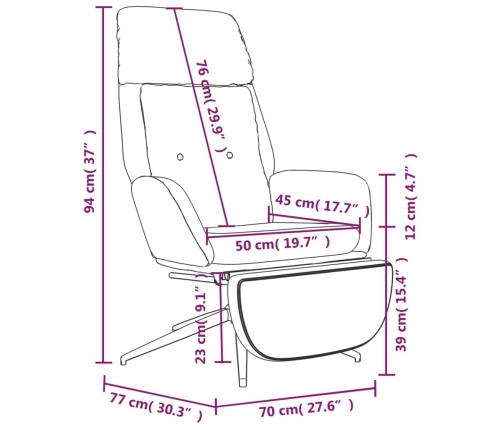 Sillón de relax y reposapiés cuero auténtico y sintético marrón