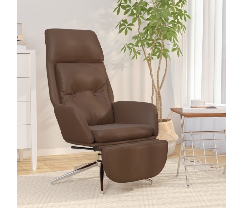 Sillón de relax y reposapiés cuero auténtico y sintético marrón