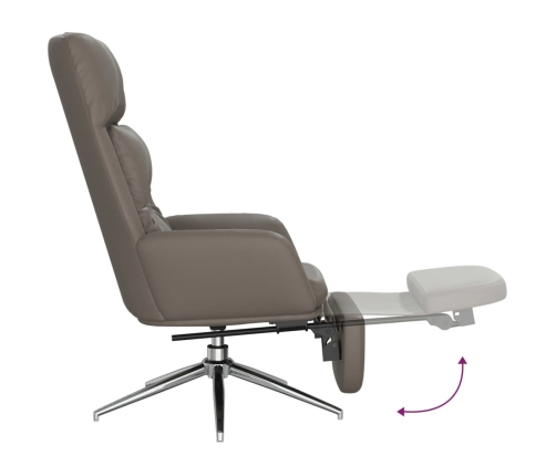 Sillón de relax y reposapiés cuero auténtico y sintético gris