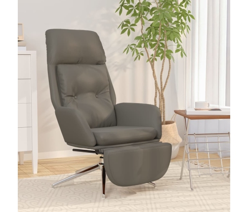 Sillón de relax y reposapiés cuero auténtico y sintético gris