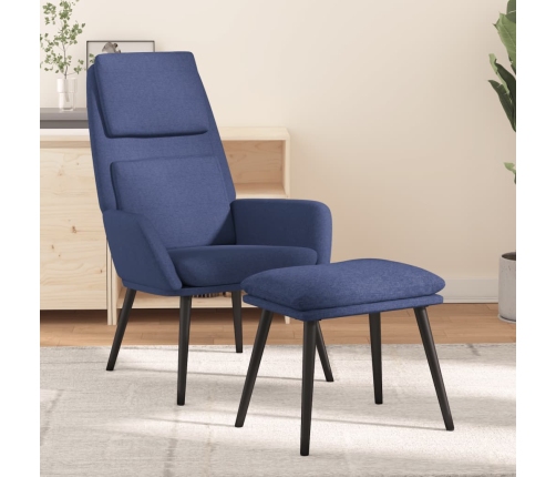 Sillón de relax con reposapiés tela azul