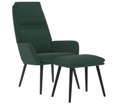 Sillón de relax con reposapiés tela verde oscuro