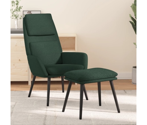 Sillón de relax con reposapiés tela verde oscuro