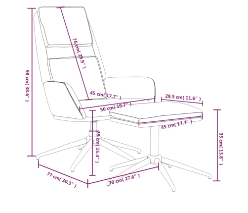 Sillón de relax con taburete tela de microfibra gris taupé