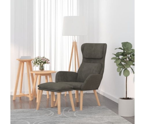 Sillón de relax con taburete terciopelo gris oscuro