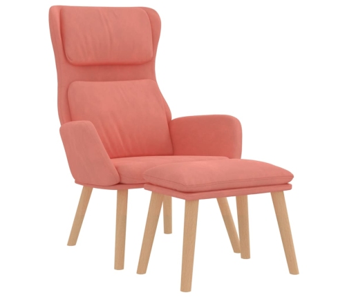 Sillón de relax con taburete terciopelo rosa