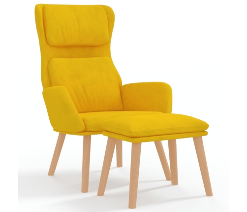 Sillón de relax con taburete terciopelo amarillo mostaza