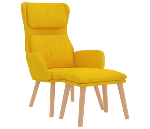 Sillón de relax con taburete terciopelo amarillo mostaza