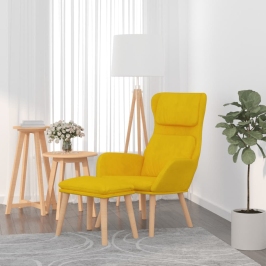 Sillón de relax con taburete terciopelo amarillo mostaza