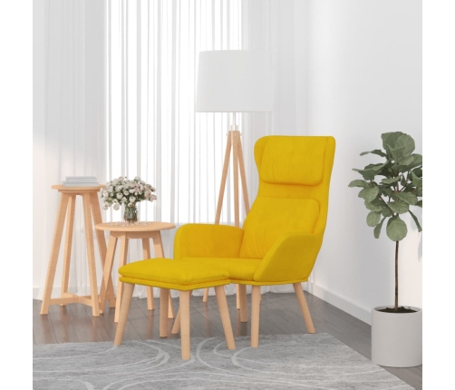 Sillón de relax con taburete terciopelo amarillo mostaza