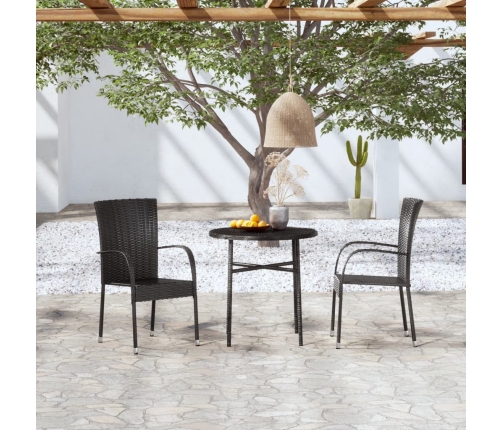 Juego de comedor para jardín 3 piezas ratán sintético negro