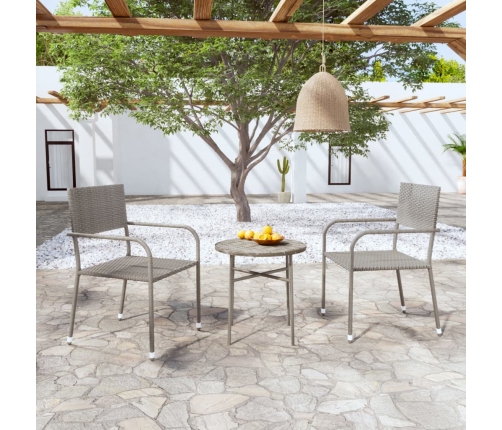 Juego de comedor para jardín 3 piezas ratán sintético gris