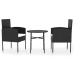 Juego de comedor para jardín 3 piezas ratán sintético negro