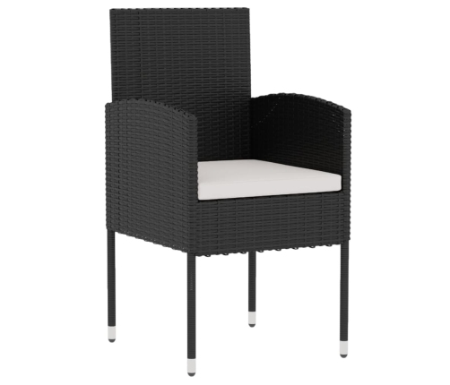 Juego de comedor para jardín 3 piezas ratán sintético negro