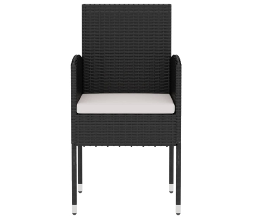 Juego de comedor para jardín 3 piezas ratán sintético negro