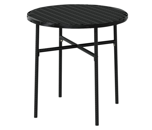 Juego de comedor para jardín 3 piezas ratán sintético negro