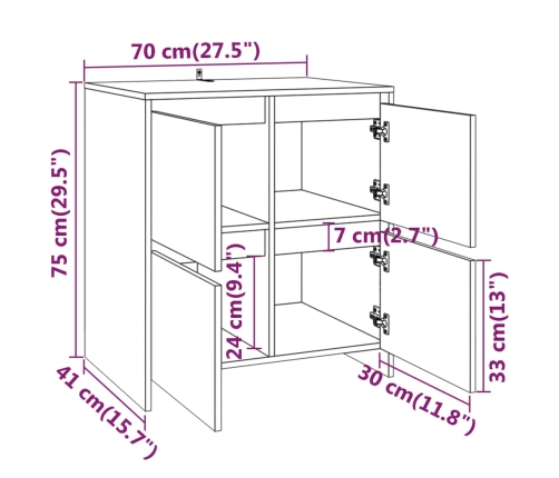 Aparadores 2 uds madera de ingeniería gris Sonoma 70x41x75 cm