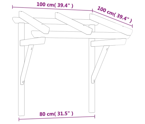 Marquesina para puerta madera pino impregnada 100x100x80 cm