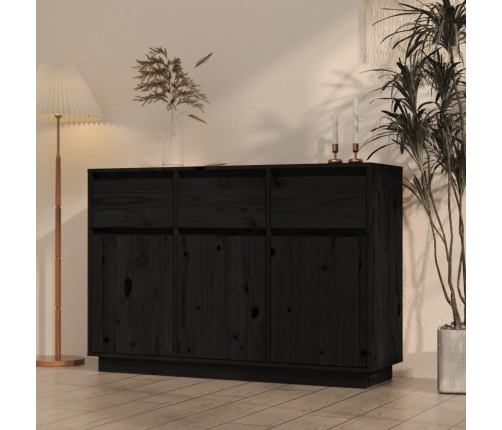 Aparador de madera maciza de pino negro 110x34x75 cm