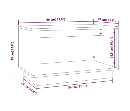 vidaXL Mueble de TV de madera maciza de pino blanco 60x35x35 cm