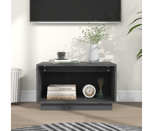 vidaXL Mueble de TV de madera maciza de pino gris 60x35x35 cm