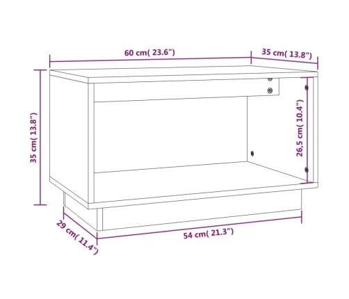 Mueble de TV madera maciza de pino marrón miel 60x35x35 cm