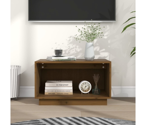 Mueble de TV madera maciza de pino marrón miel 60x35x35 cm