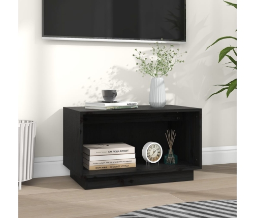 Mueble de TV de madera maciza de pino negro 60x35x35 cm