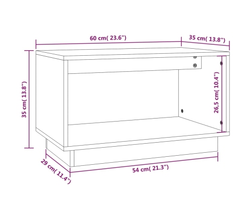 Mueble de TV de madera maciza de pino negro 60x35x35 cm