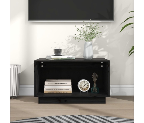 Mueble de TV de madera maciza de pino negro 60x35x35 cm