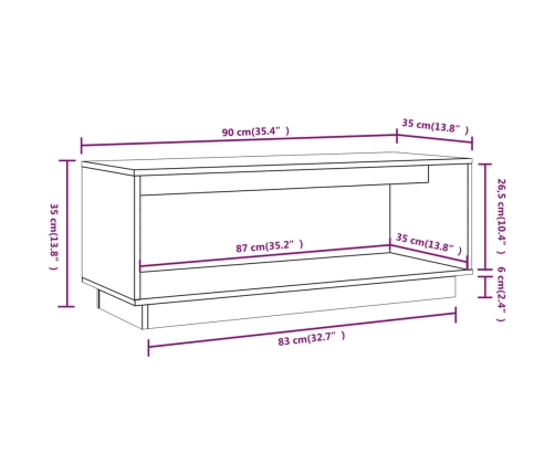 vidaXL Mueble de TV de madera maciza de pino 90x35x35 cm