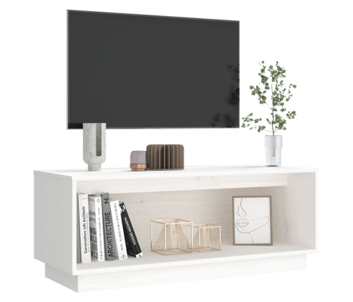 vidaXL Mueble de TV de madera maciza de pino blanco 90x35x35 cm