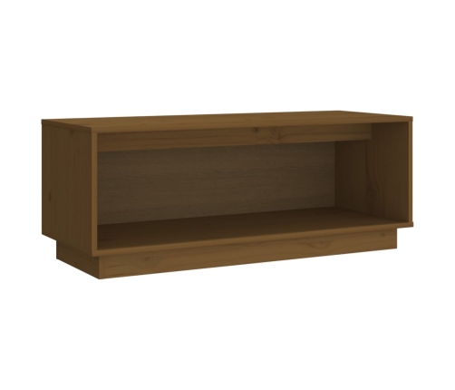 Mueble de TV madera maciza de pino marrón miel 90x35x35 cm