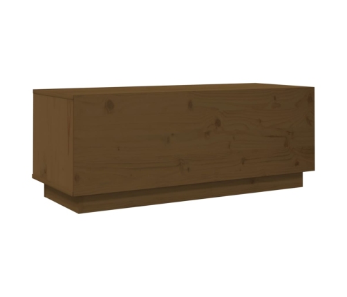 Mueble de TV madera maciza de pino marrón miel 90x35x35 cm