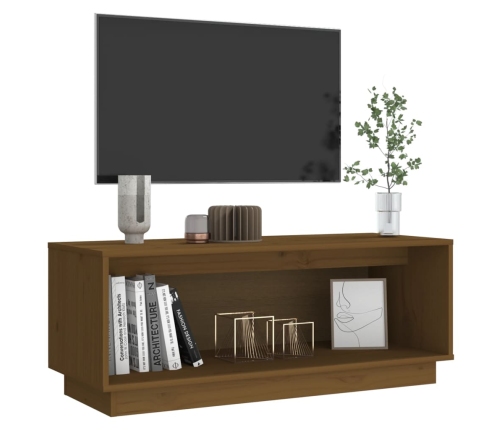 Mueble de TV madera maciza de pino marrón miel 90x35x35 cm