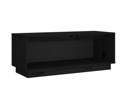 Mueble de TV de madera maciza de pino negro 90x35x35 cm