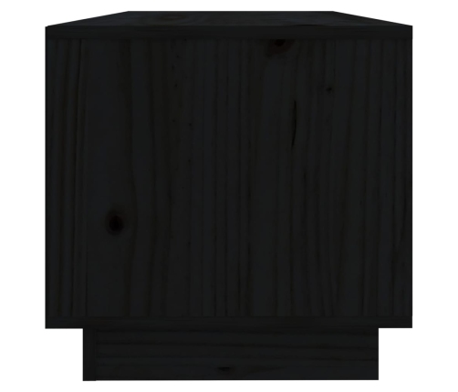 Mueble de TV de madera maciza de pino negro 90x35x35 cm