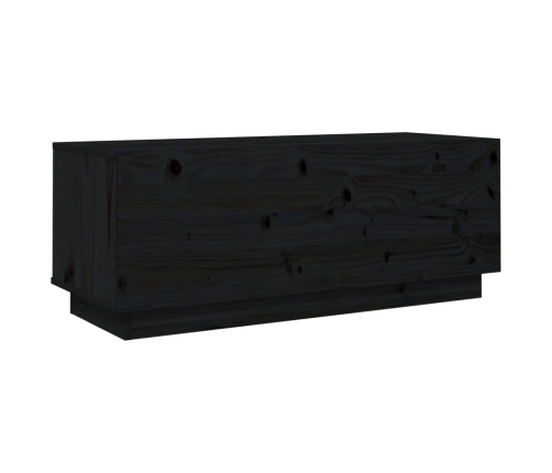 Mueble de TV de madera maciza de pino negro 90x35x35 cm