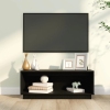 Mueble de TV de madera maciza de pino negro 90x35x35 cm