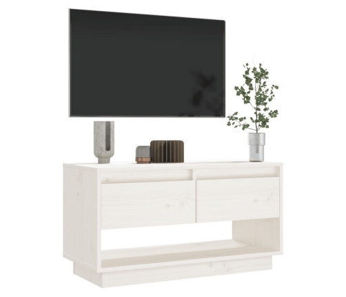 Mueble de TV de madera maciza de pino blanco 74x34x40 cm