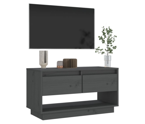 Mueble de TV de madera maciza de pino gris 74x34x40 cm