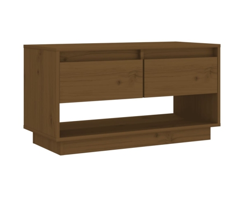 Mueble de TV madera maciza de pino marrón miel 74x34x40 cm