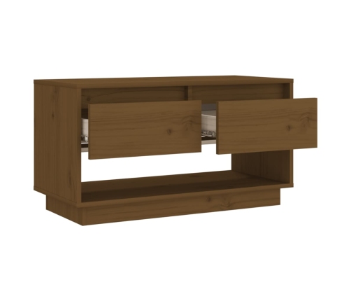 Mueble de TV madera maciza de pino marrón miel 74x34x40 cm